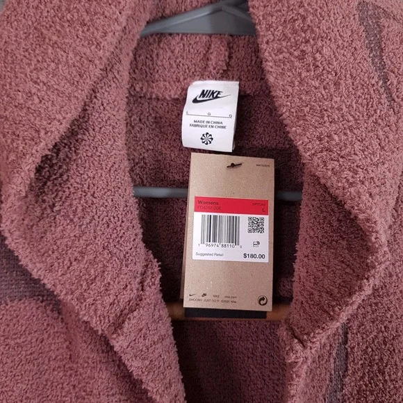 NIKE Sportswear Phoenix Cozy Boucle Long Knit Cardigan Womens LARGE Muave - Picture 4 of 5